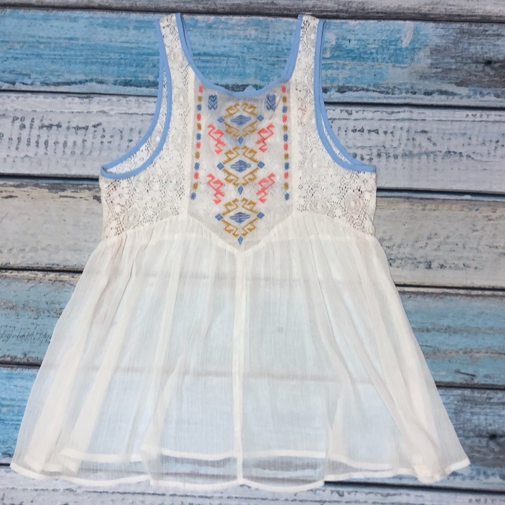 Flying Tomato S Tank Top Embroidered Lace Sheer